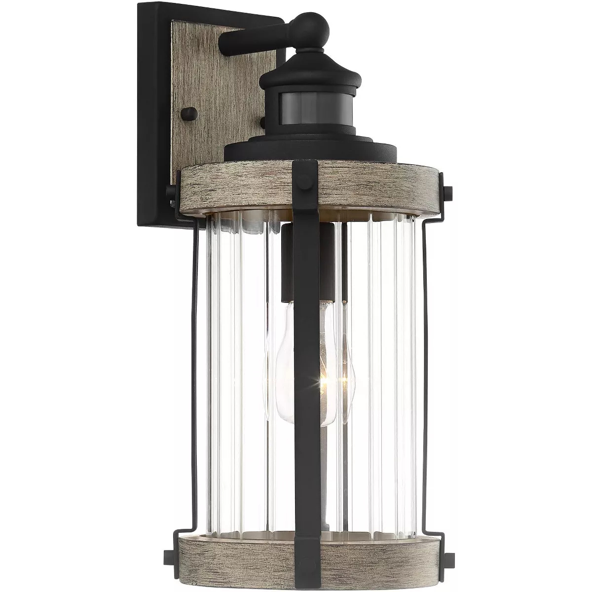 John Timberland Rustic Outdoor Wall Light Fixture Wood Black 15 1/2