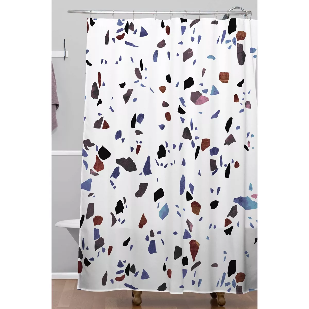 Emanuela Carratoni Autumnal Terrazzo Texture Shower Curtain Blue - Deny Designs