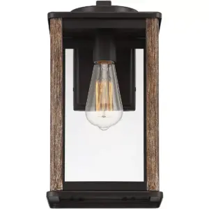 John Timberland Modern Farmhouse Outdoor Wall Light Fixture Dark Bronze Wood Grain 14 1/4