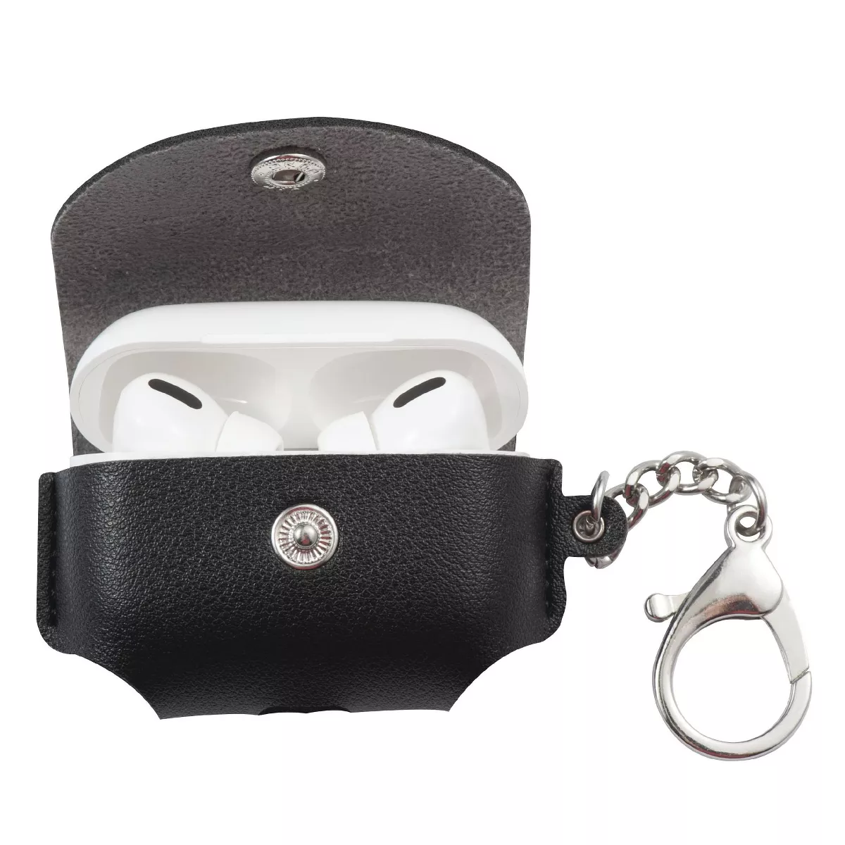Insten PU Leather Case For AirPods Pro, Carrying Pouch Pocket PU Leather Cover with Keychain, Black