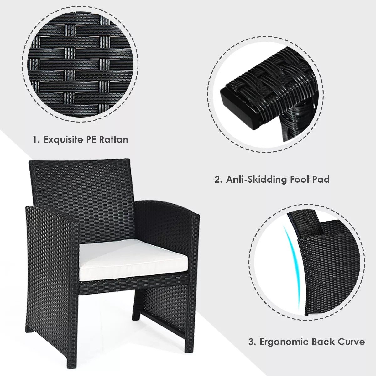 Costway 4PCS Patio Rattan Furniture Set Table &Sofa W/Cushion Garden Black