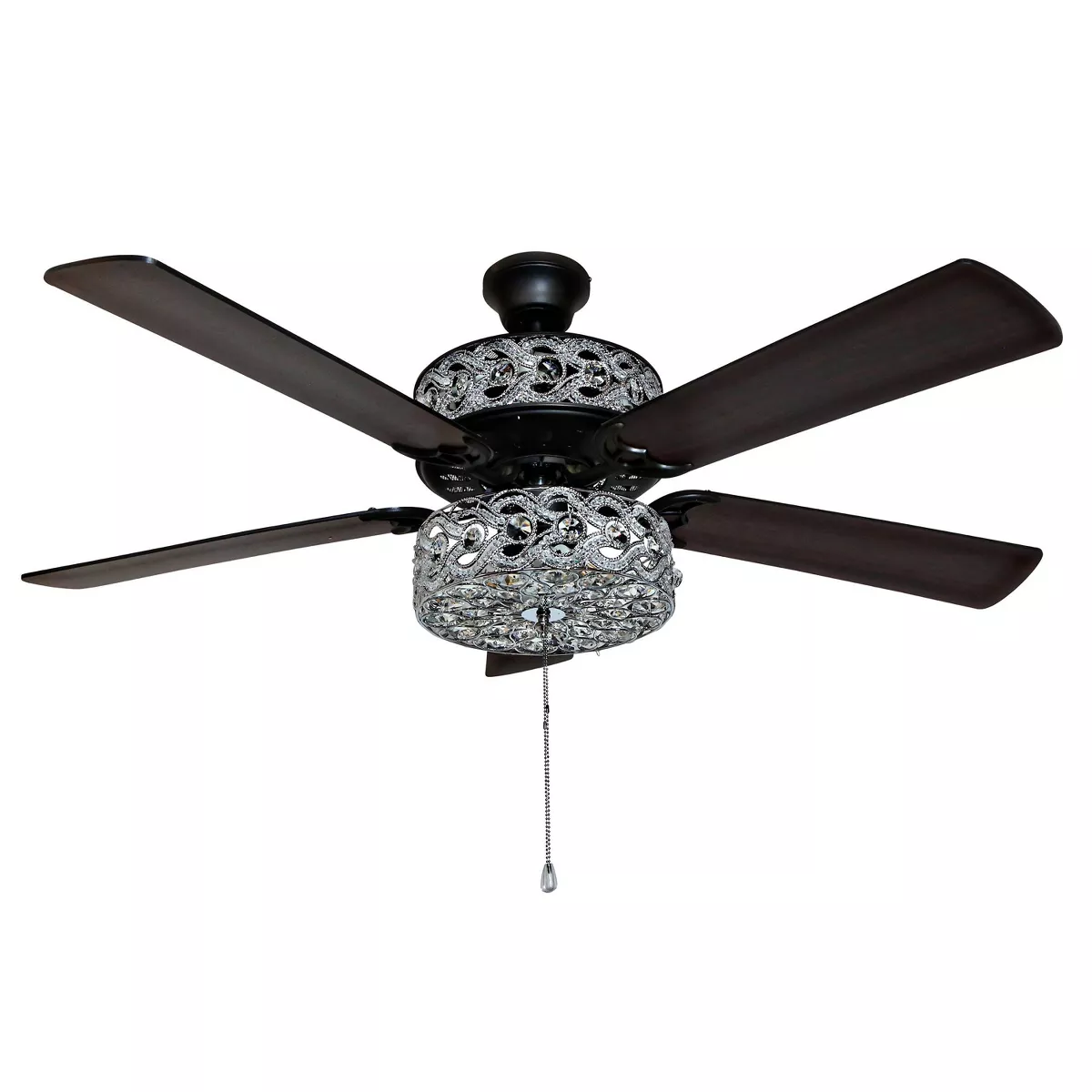 52" LED 5-Blade Olivia Double Beaded Braid Wedding Band Lighted Ceiling Fan - River of Goods