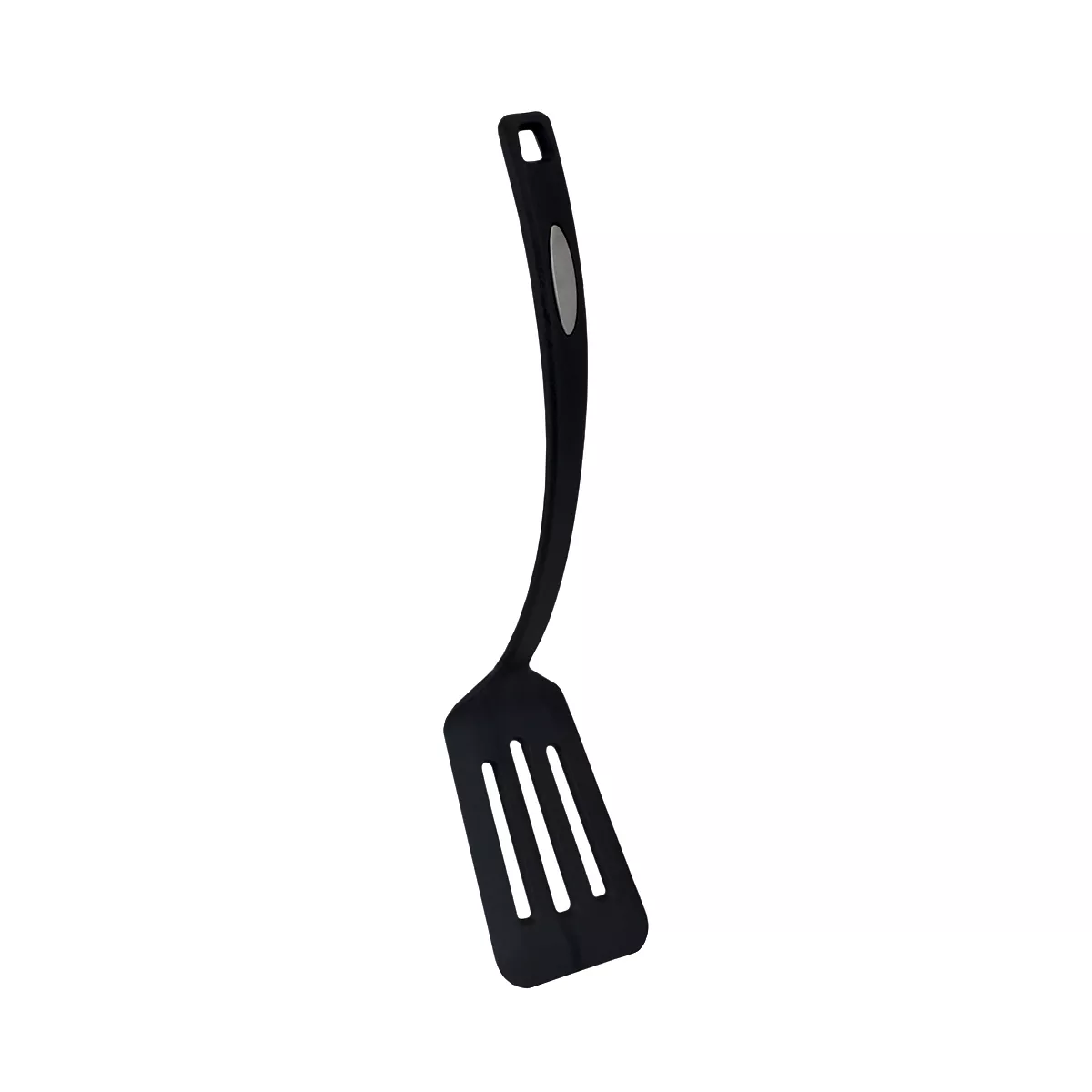 Home Basics Flexible Nylon Non-Stick Slotted Spatula with Curved Handle, Black
