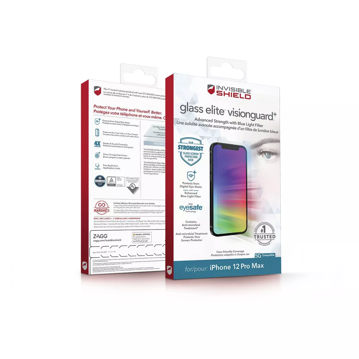 ZAGG Apple iPhone 12 Pro Max InvisibleShield VisionGuard+ Screen Protector with Anti-Microbial Technology