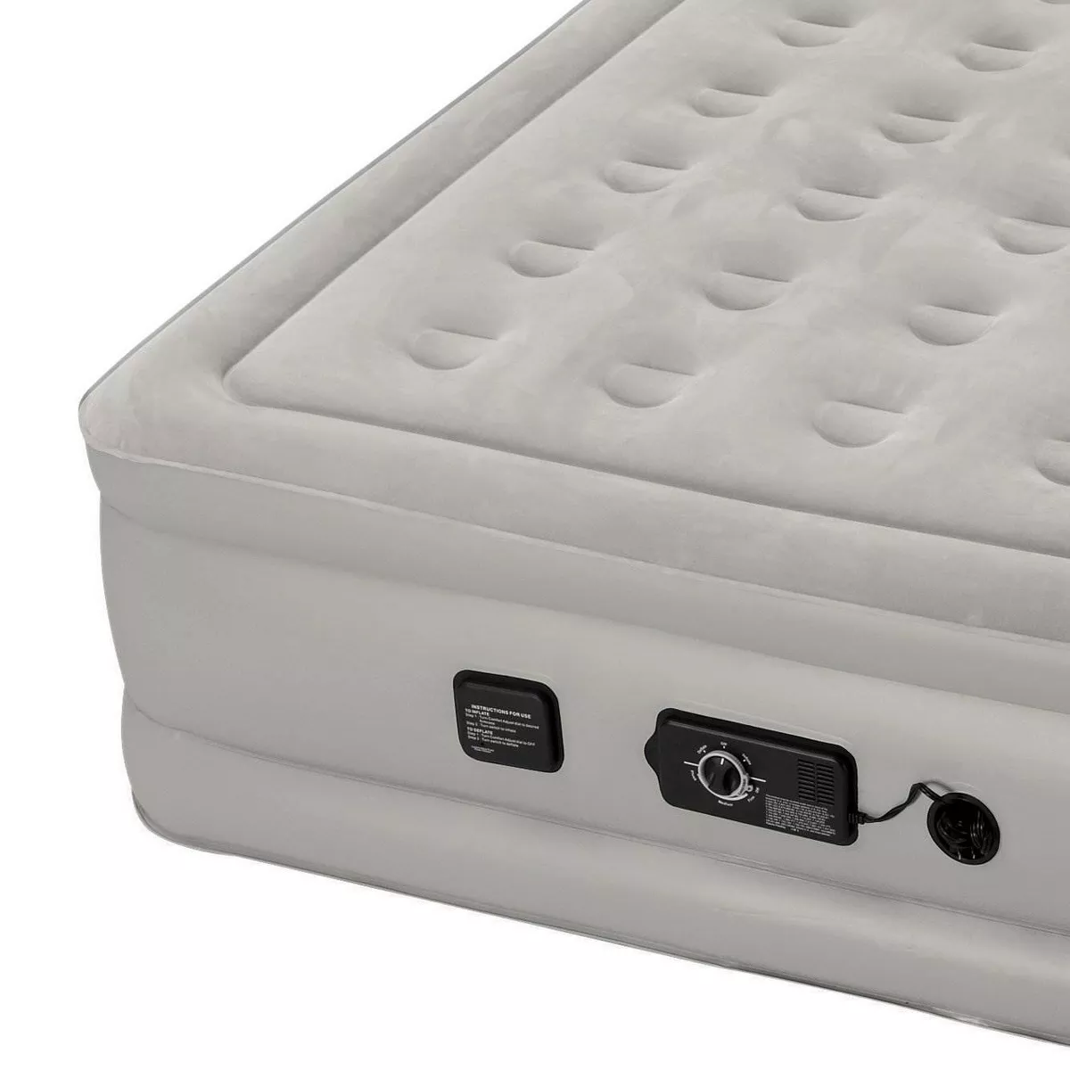 Insta-Bed Raised 19 Inch Queen Air Mattress w/ Built In Pump & Camping Bedding