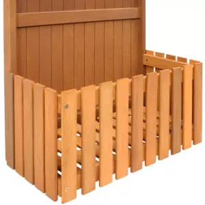 Sunnydaze Outdoor Garden Meranti Wood with Teak Oil Finish Planter Box with Privacy Screen and 2 Hooks for Hanging Basket Planters - 44