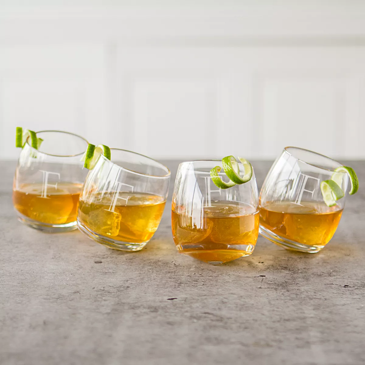 Cathy's Concepts Tipsy Whiskey Glasses 7oz - Set of 4