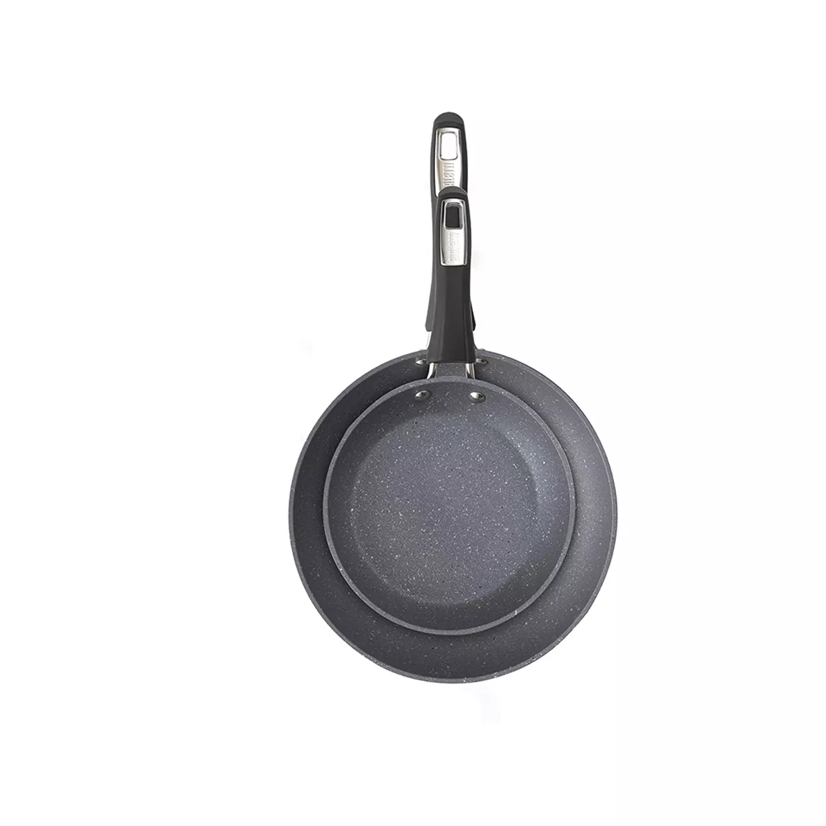 Bialetti 7556 Impact Covered Nonstick Heavy Gauge Aluminum Oven Safe 8 and 10 Inch Frying Pan Kitchen Set with Silicone Handles, 2 Pack, Gray