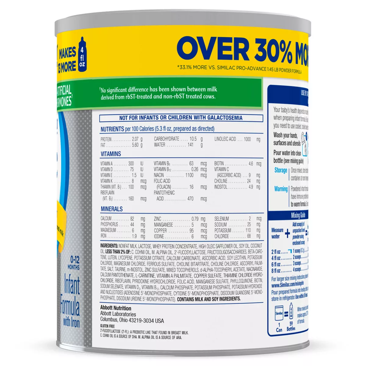 Similac Pro-Advance Non-GMO Infant Formula with Iron Powder - 123.2oz Total