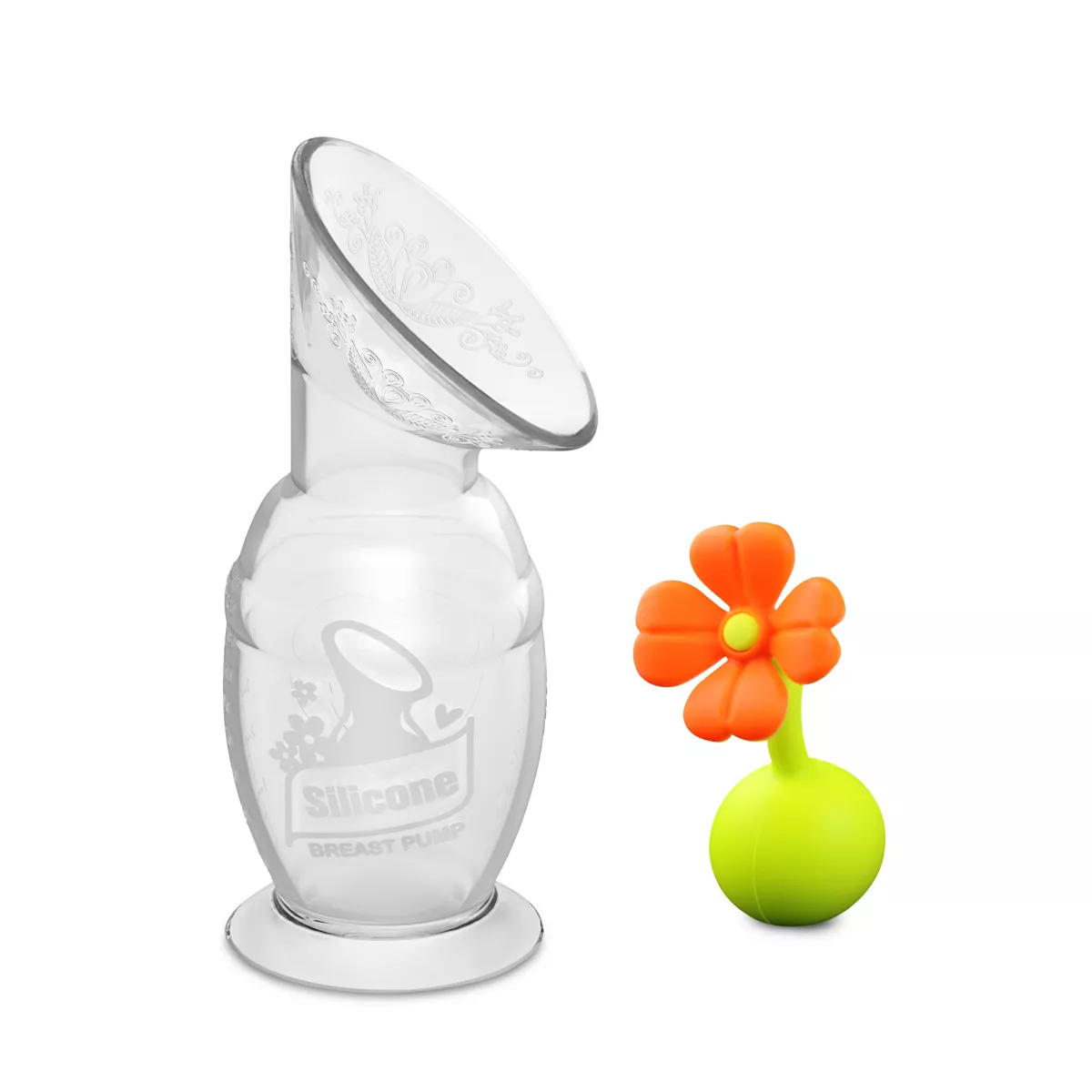 Haakaa Breast Pump with Suction Base and Orange Stopper - 5oz