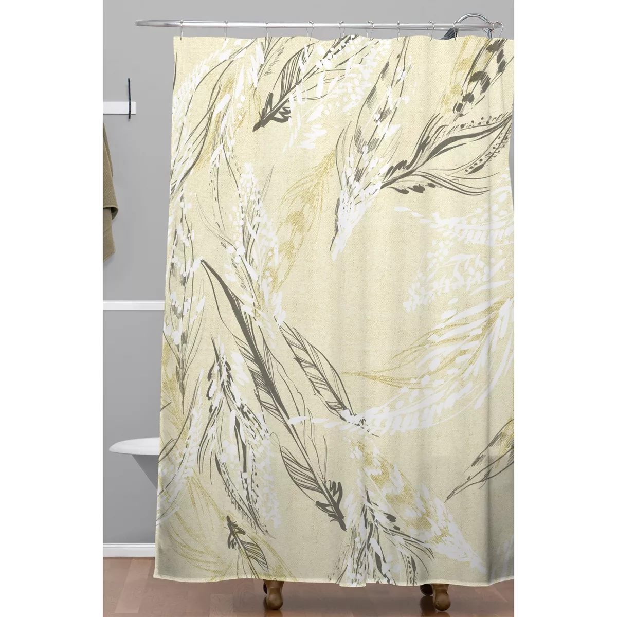 Feather Linen Shower Curtain Buff Beige - Deny Designs