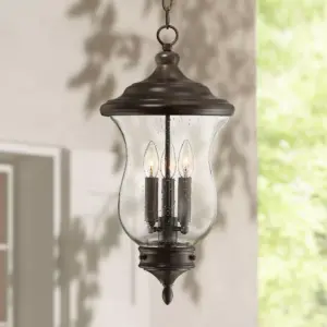 Franklin Iron Works Outdoor Ceiling Light Hanging LED Dimmable Bronze 22