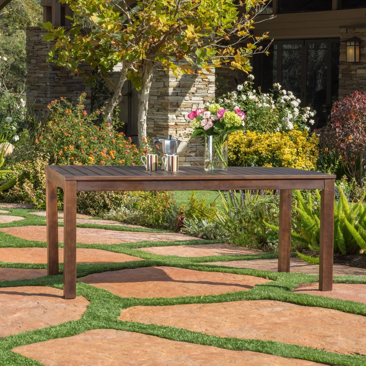 Manila Rectangle Acacia Wood Dining Table Dark Brown - Christopher Knight Home