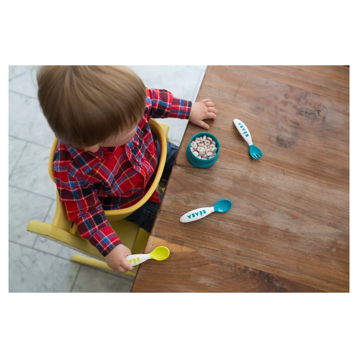 Beaba Baby 2nd Stage Ergonomic Baby Cutlery, Set of 10 (6 Spoons + 4 Forks)