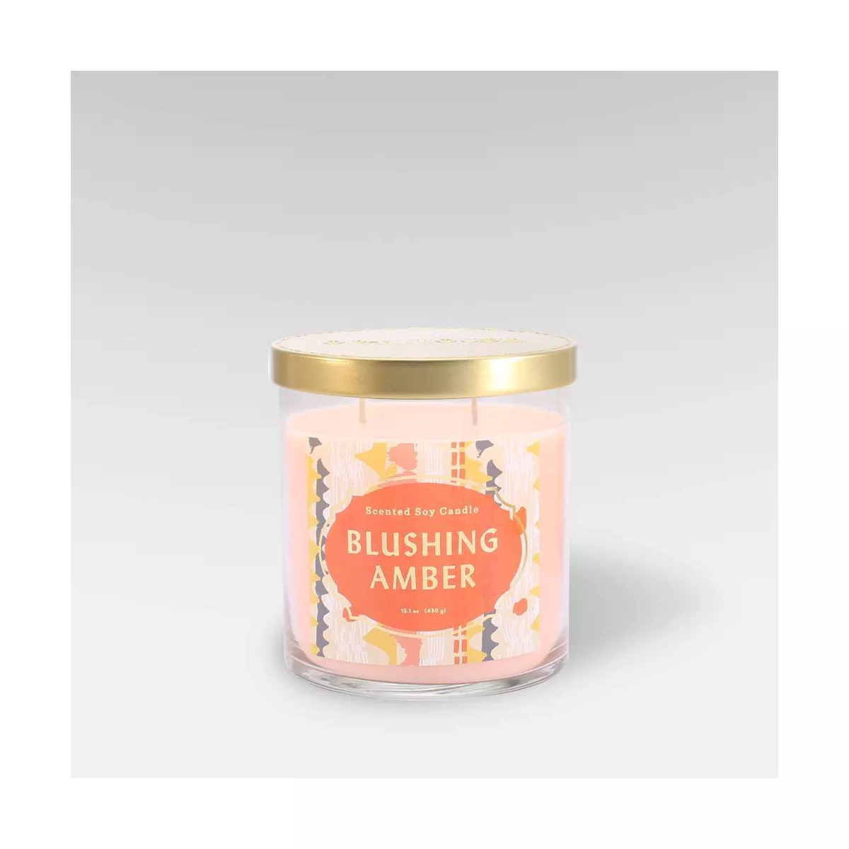 15.1oz Lidded Glass Jar 2-Wick Candle Blushing Amber - Opalhouse™