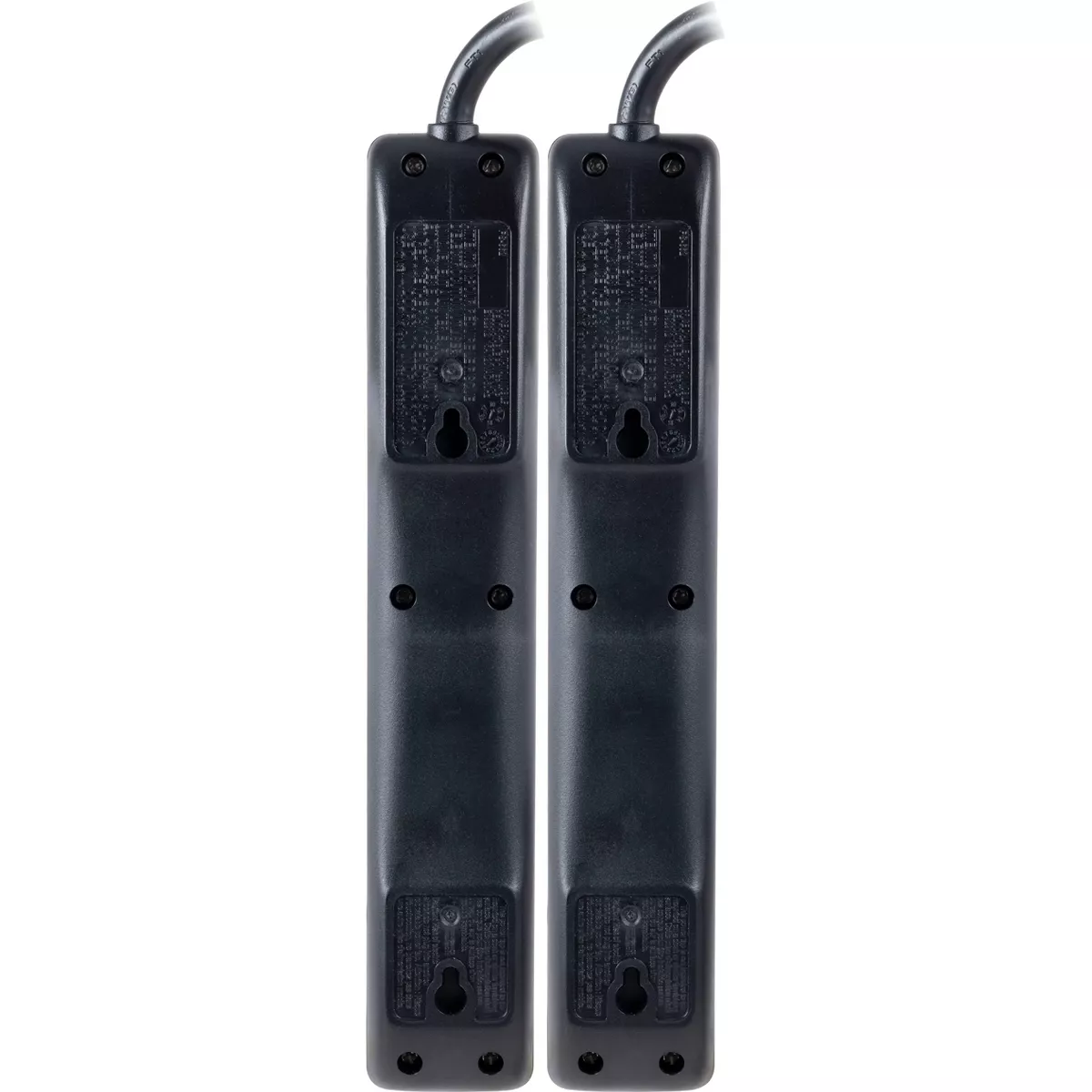 General Electric 2pk 3' Extension Cord With 6 Outlet Surge Protector Black