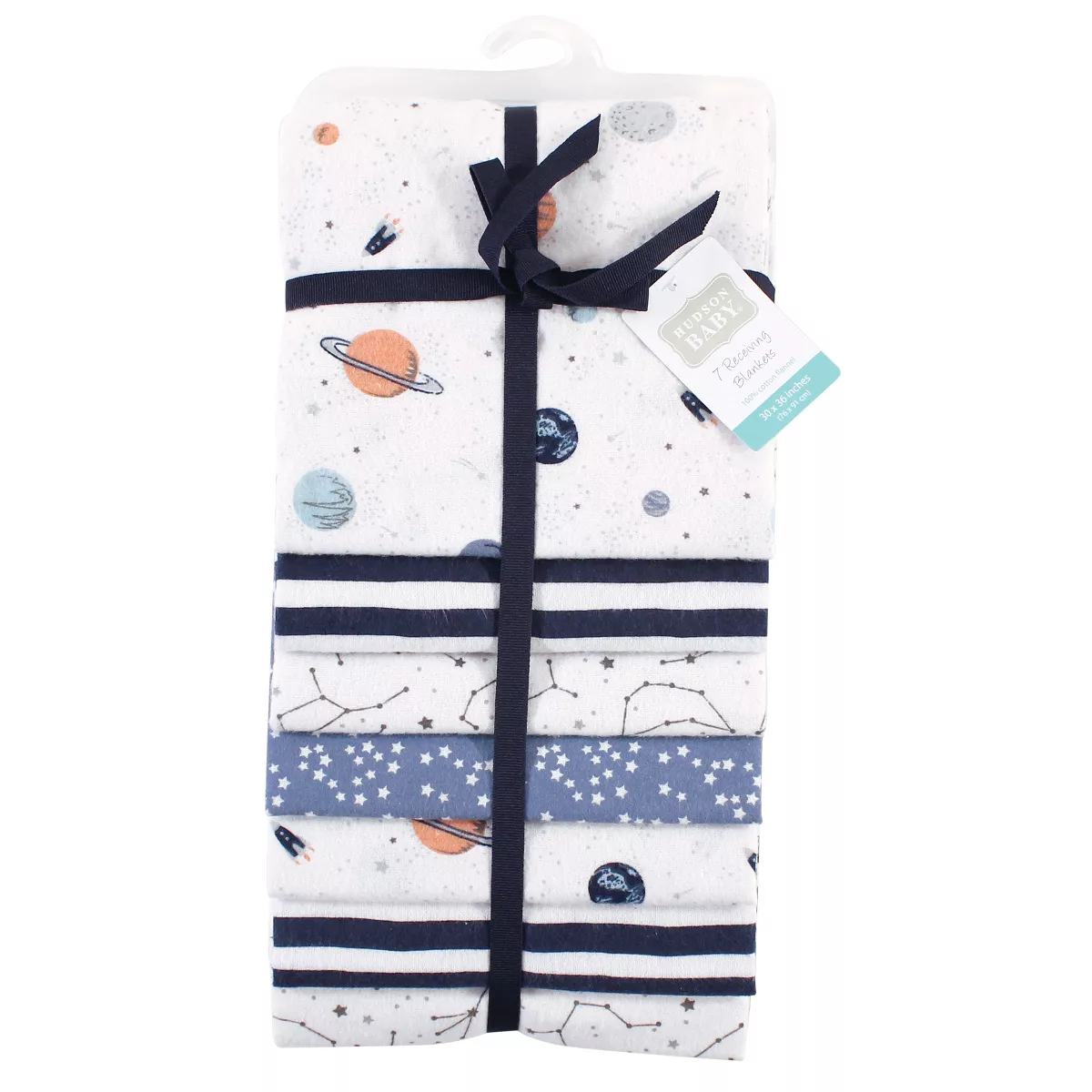 Hudson Baby Infant Boy Cotton Flannel Burp Cloths 7pk, Space, One Size