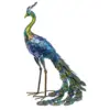 28" Metal Peacock Outdoor Decor With Glossy Finish Statue - Alpine Corporation