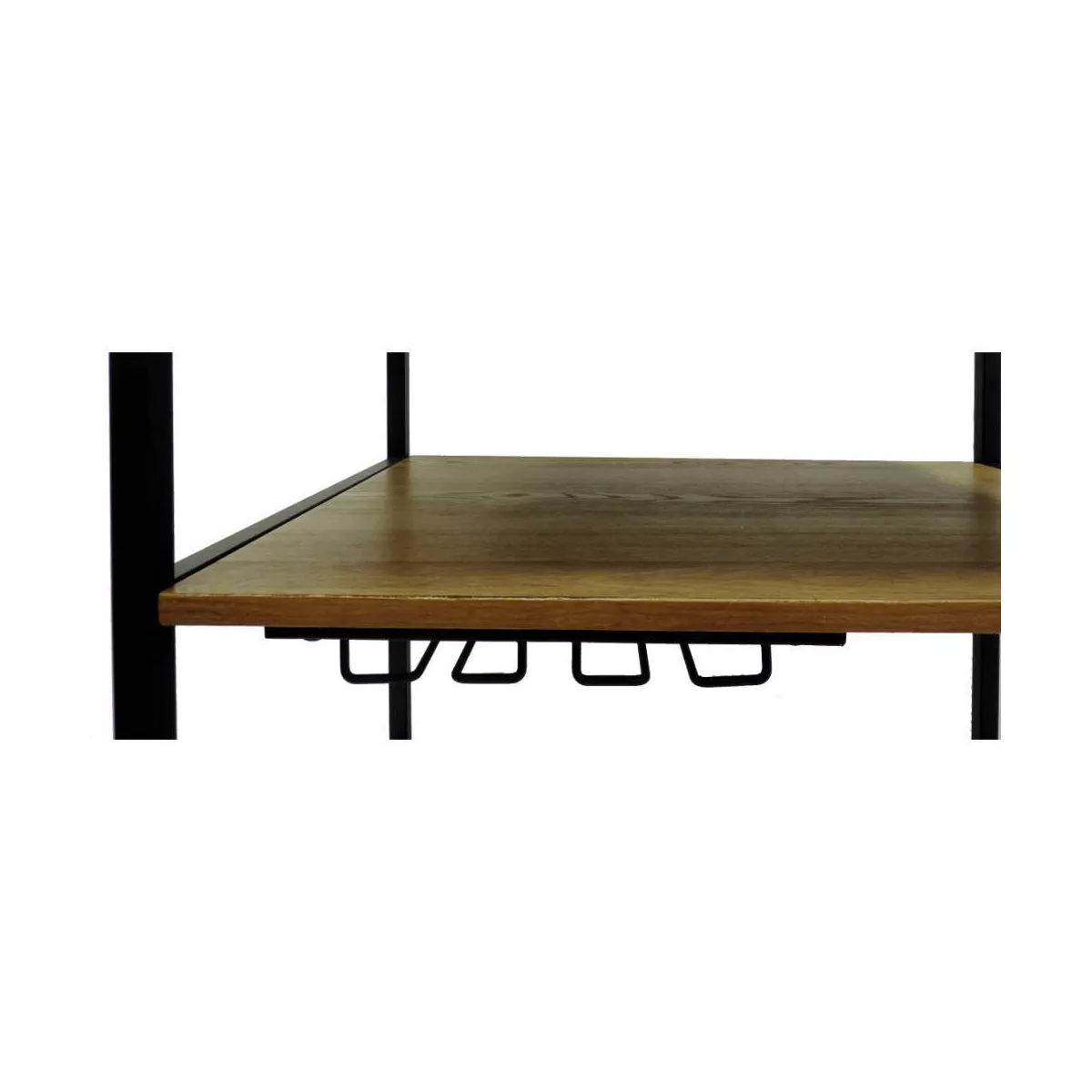 Kitchen Mobile Serving Bar Cart with Shelves and Wine Glass Holder Black/Brown - Benzara