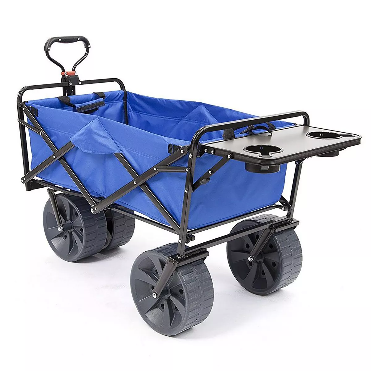 Mac Sports Heavy Duty Steel Frame Collapsible Folding 150-Lb Capacity Outdoor Beach Garden Utility Wagon Cart with 4 All Terrain Wheels & Table, Blue