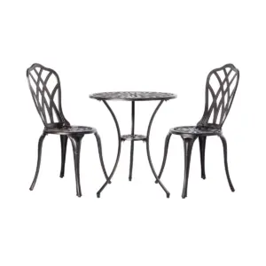 Theon 3pc Antique Outdoor Patio Bistro Set Bronze - Balkene Home