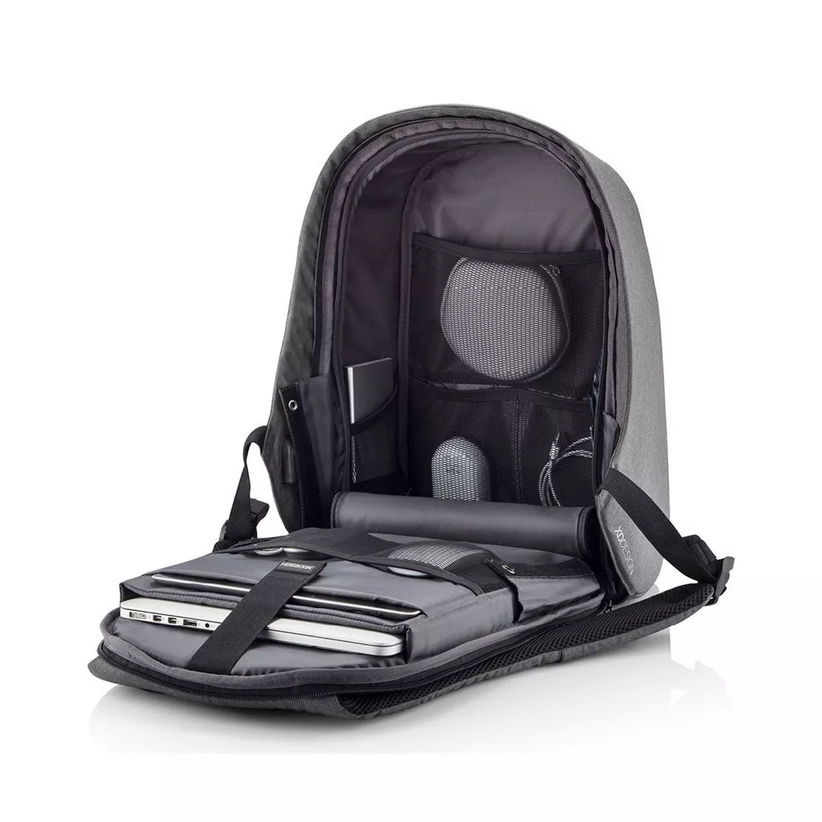 XD Design Bobby Hero Anti Theft Travel Eco Friendly Laptop Backpack with USB Port, RFID Protected Pockets, and Hidden Zippers, Grey