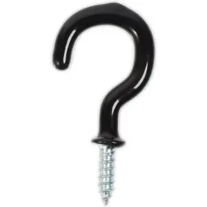 Okuna Outpost 100 Pack Vinyl Coated Screw Eye Hooks, Cup Hook, Black, 1.5