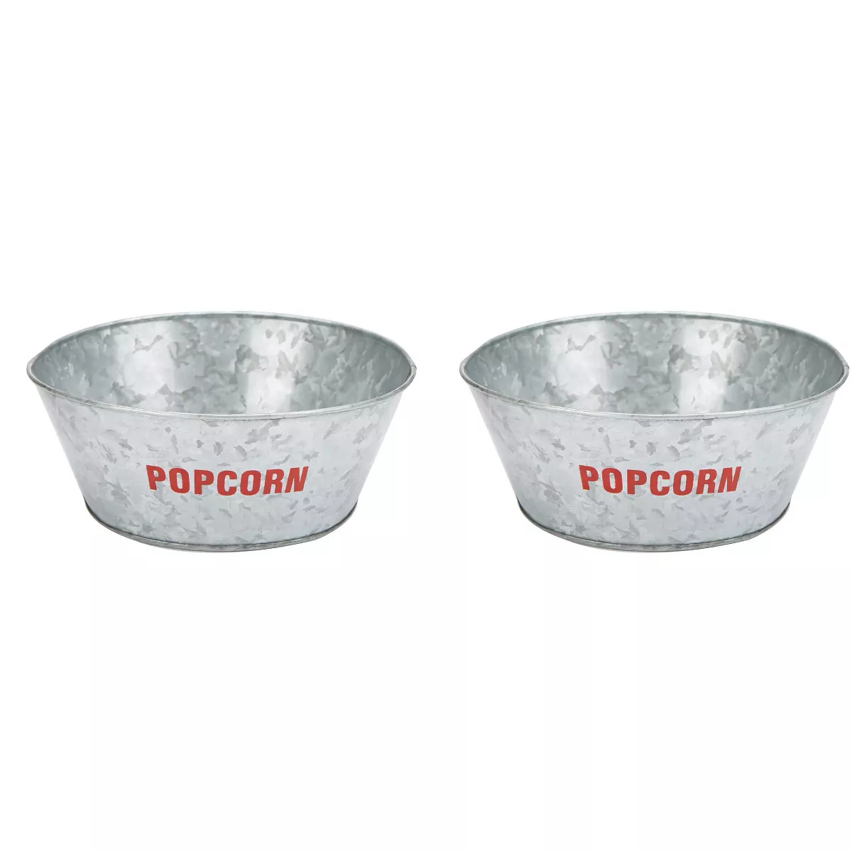 Mind Reader Galvanized Popcorn Bowl, Silver - 2 Pack