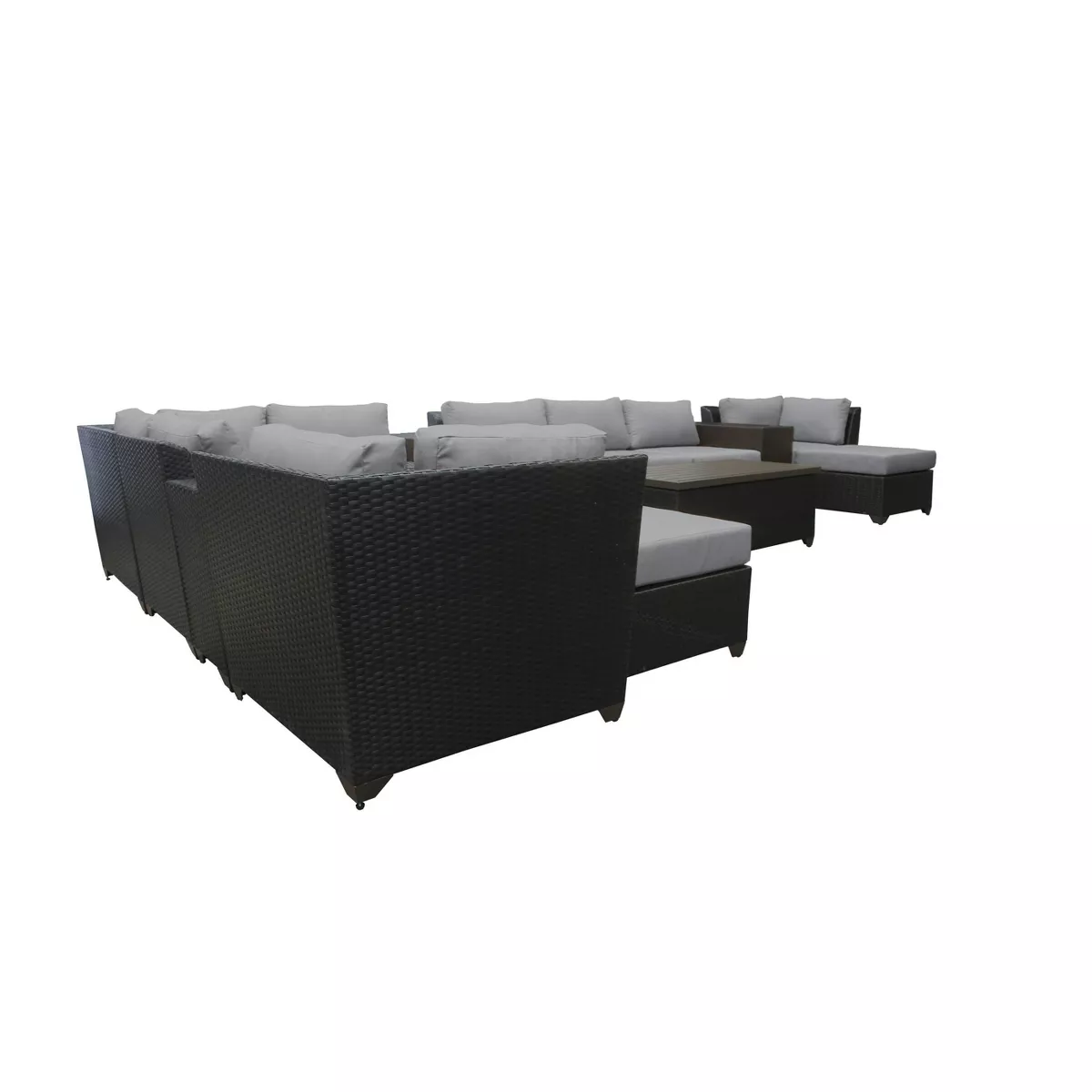 Barbados 14pc Patio Sectional Seating Set with Cushions - Gray - TK Classics