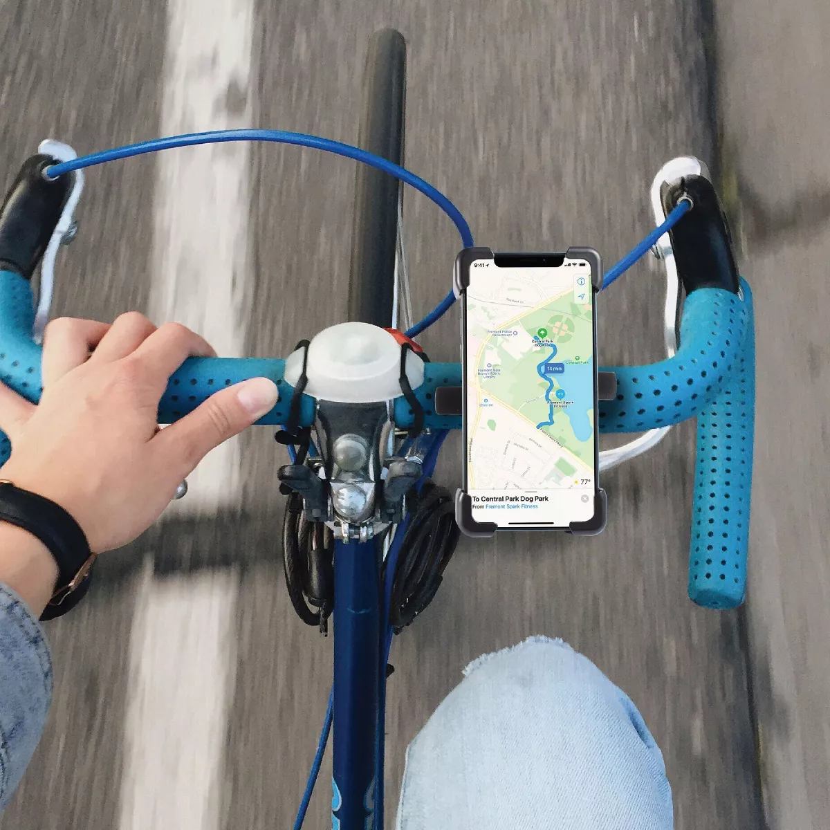 Insten Bike Phone Holder Mount Stand for Bicycle Stroller Motorcycle Ram Handlebar, Adjustable 360 Ball Head, Secure Cell Phone Bracket, Universal