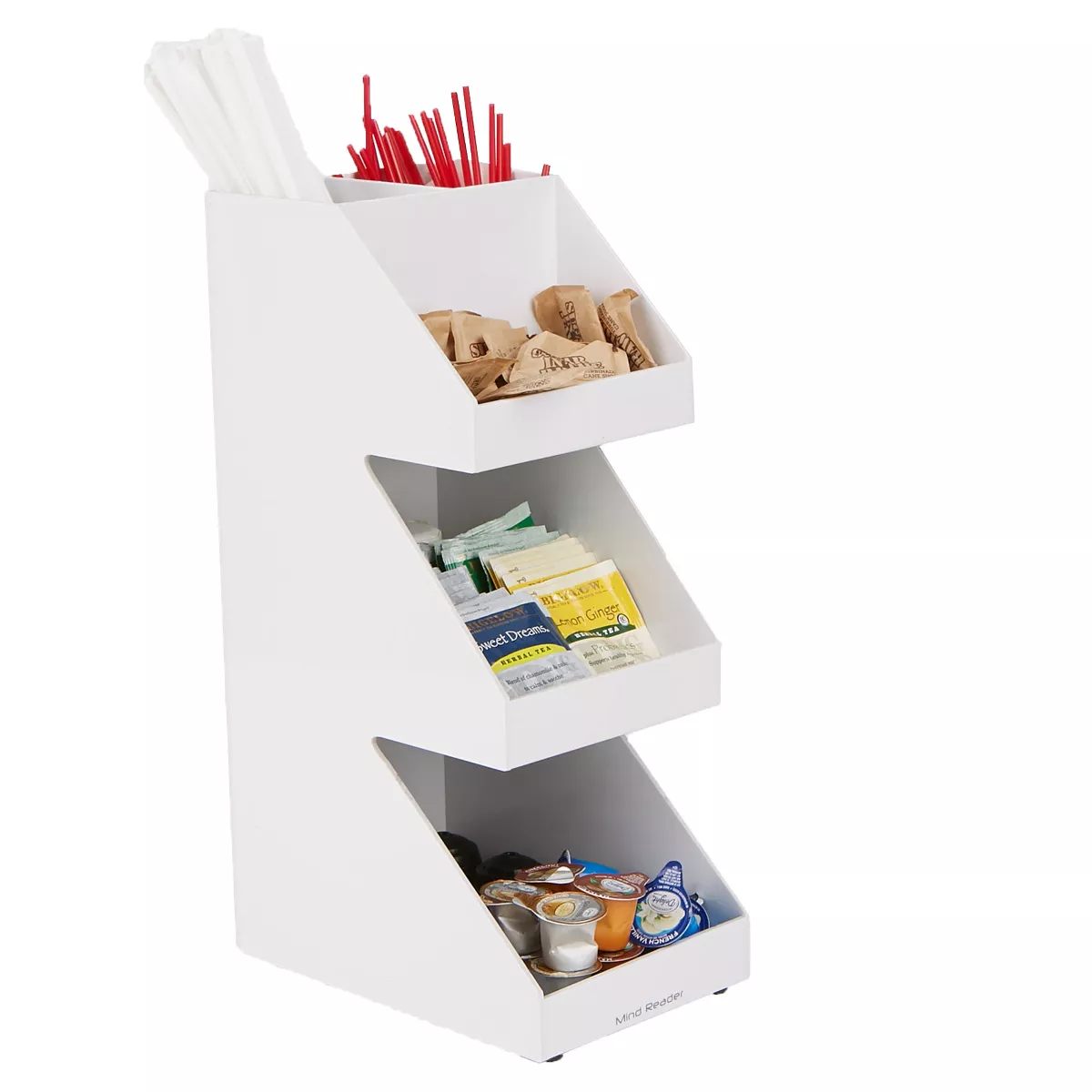 Mind Reader Acrylic 3-Tier High Quality Coffee / Tea Condiment Organizer, White