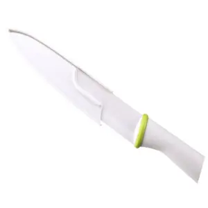 T-Fal Zen 84211 Ergonomic Sharp Ceramic 6 Inch Kitchen Chefs Santoku Knife with Protective Sheath and Ergonomic Grip, White (2 Pack)