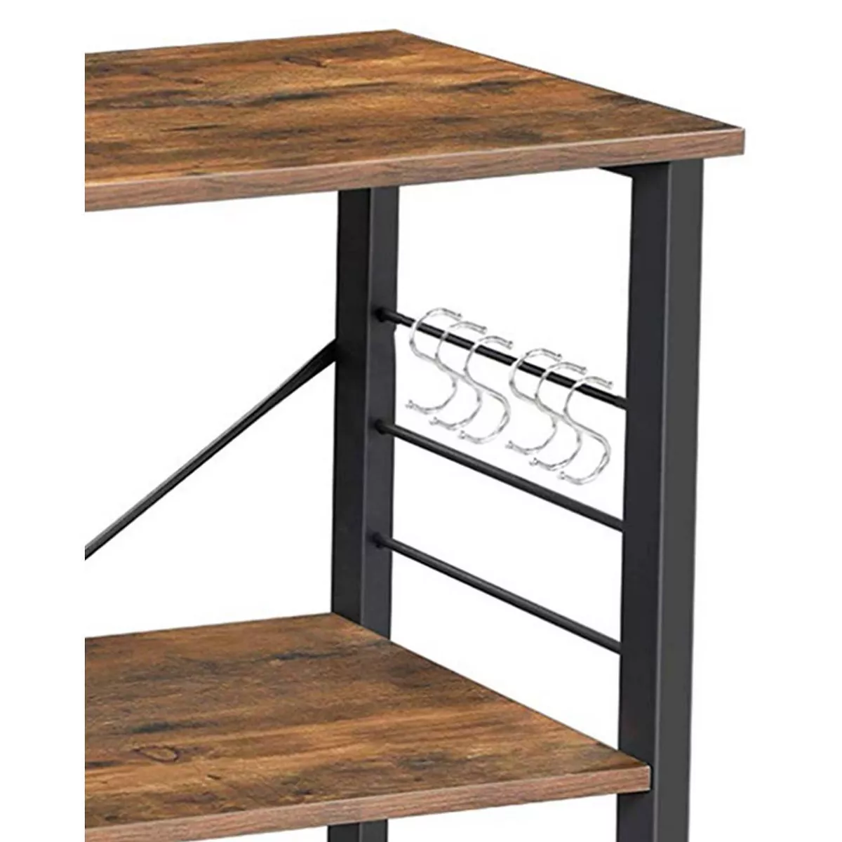 3 Tier Wood and Metal Kitchen Cart with Casters Brown/Black - Benzara