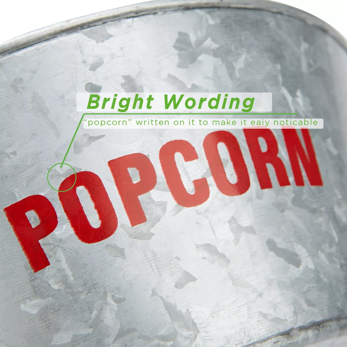 Mind Reader Galvanized Popcorn Bowl, Silver - 2 Pack