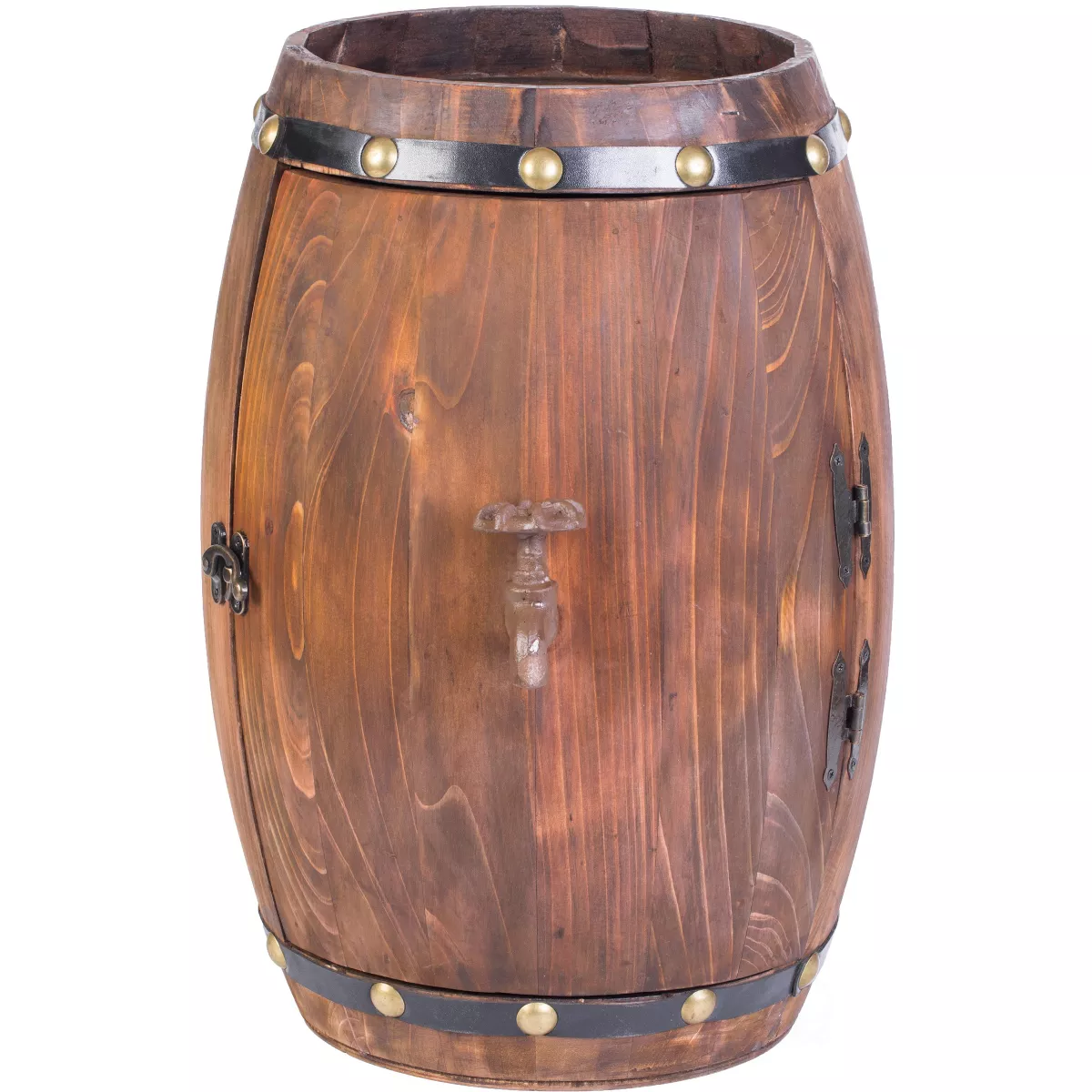 Vintiquewise Wooden Barrel Shaped Vintage Decorative Wine Storage Rack