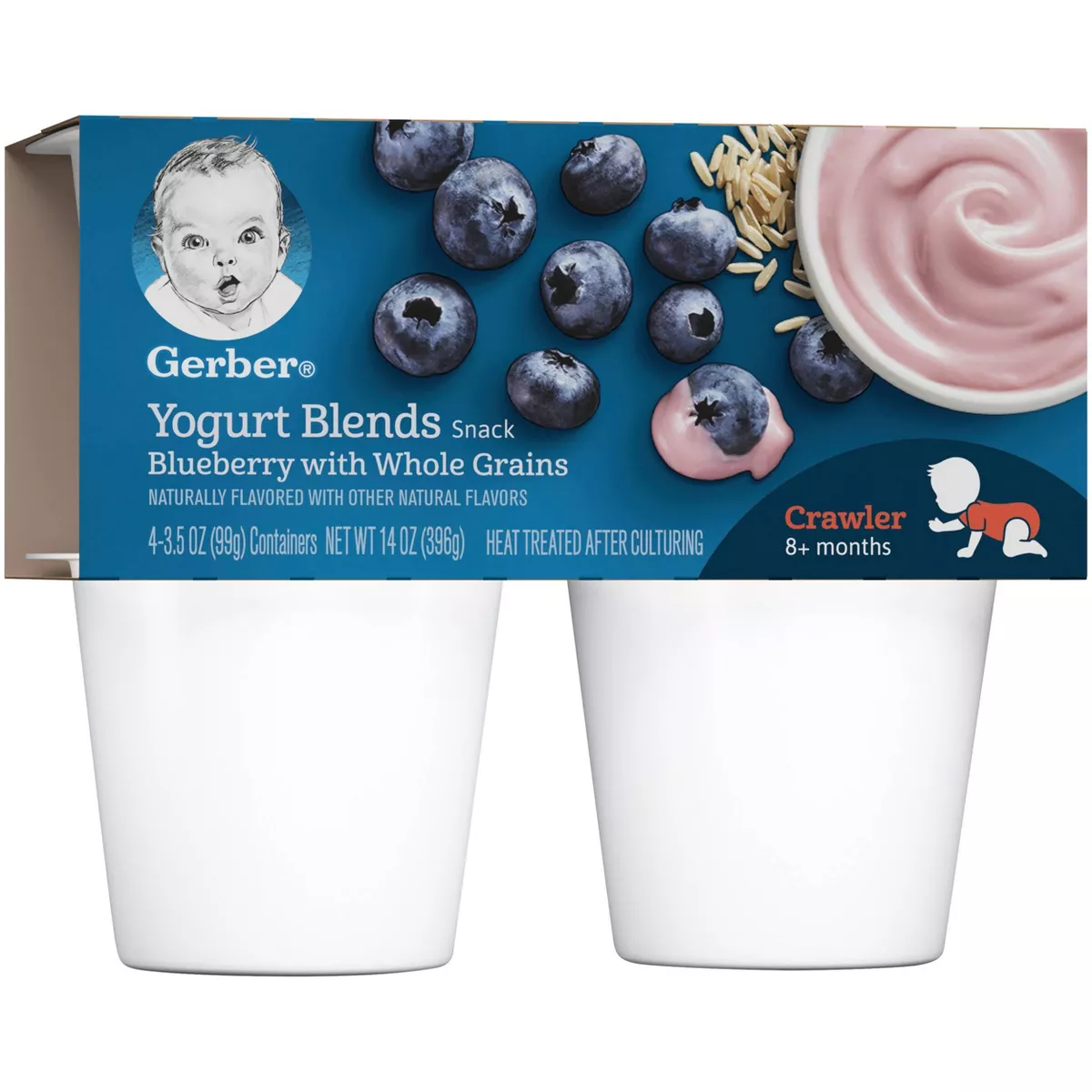 Gerber Crawler Yogurt Blends 4pk Blueberry with Whole Grains - 14oz