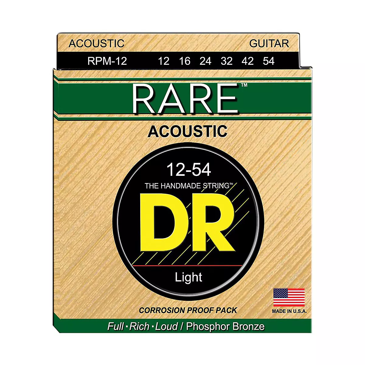 DR Strings RPM-12 Light RARE Phosphor Bronze Acoustic Guitar Strings