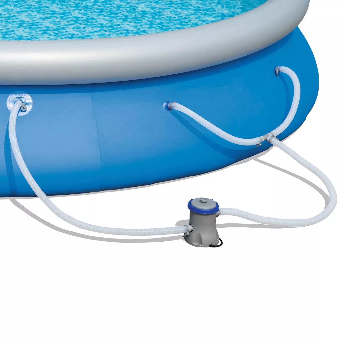 Bestway 57267E Fast Set Up 15ft x 33in Outdoor Inflatable Round Above Ground Swimming Pool Set with 530 GPH Filter Pump, Blue