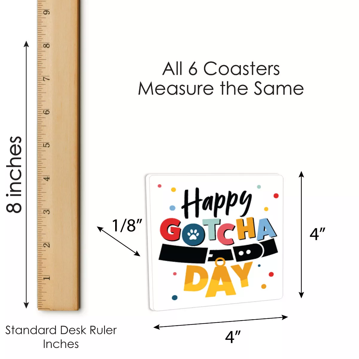 Big Dot of Happiness Happy Gotcha Day - Funny Dog and Cat Pet Adoption Party Decorations - Drink Coasters - Set of 6