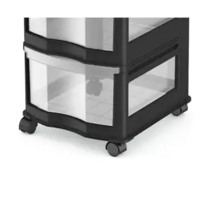 Life Story Classic 3 Shelf Storage Organizer Plastic Drawers, Black (2 Pack)