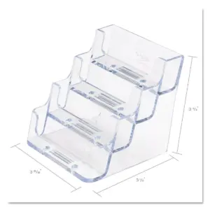 Deflecto Four-Pocket Countertop Business Card Holder Holds 2 x 3 1/2 Cards Clear 70841
