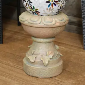 Sunnydaze Vintage Vine and Leaf Indoor/Outdoor Column-Style Gazing Globe Stand for Stemless Gazing Globes - 12