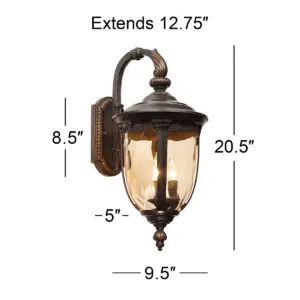 John Timberland Vintage Outdoor Wall Light Fixture Bronze Metal 20 1/2