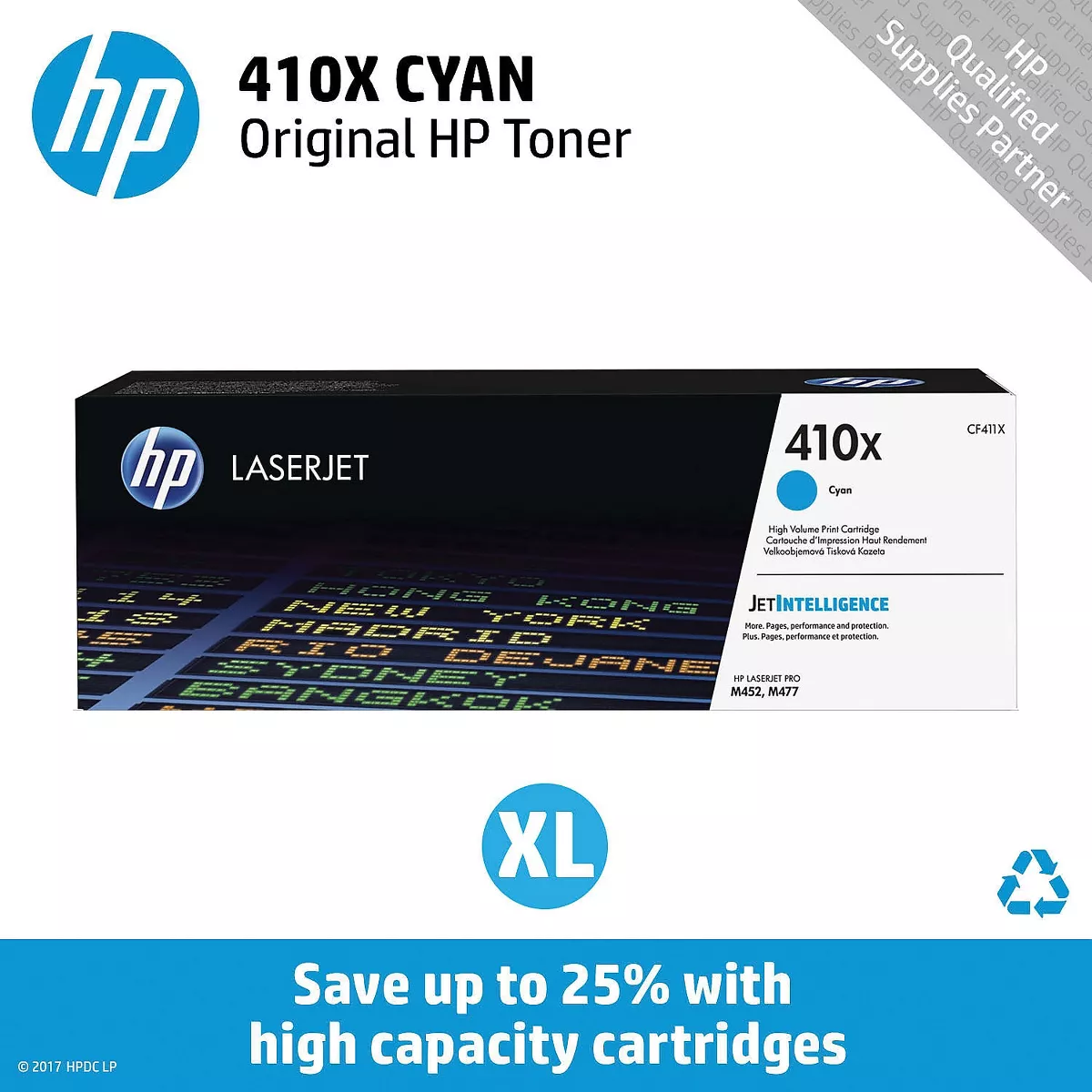 HP Inc. HP 410X (CF411X) High-Yield Cyan Original LaserJet Toner Cartridge