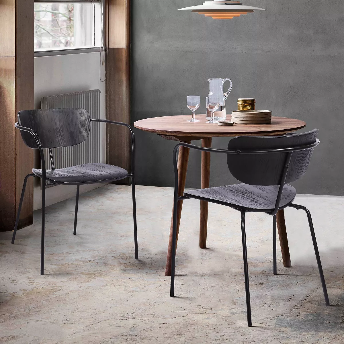 Set of 2 Gavin Steel Side Chair Black - Armen Living
