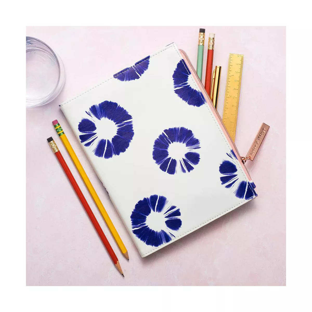 Leatherette Journal with Zipper Pouch Indigo Batik - DesignWorks Ink