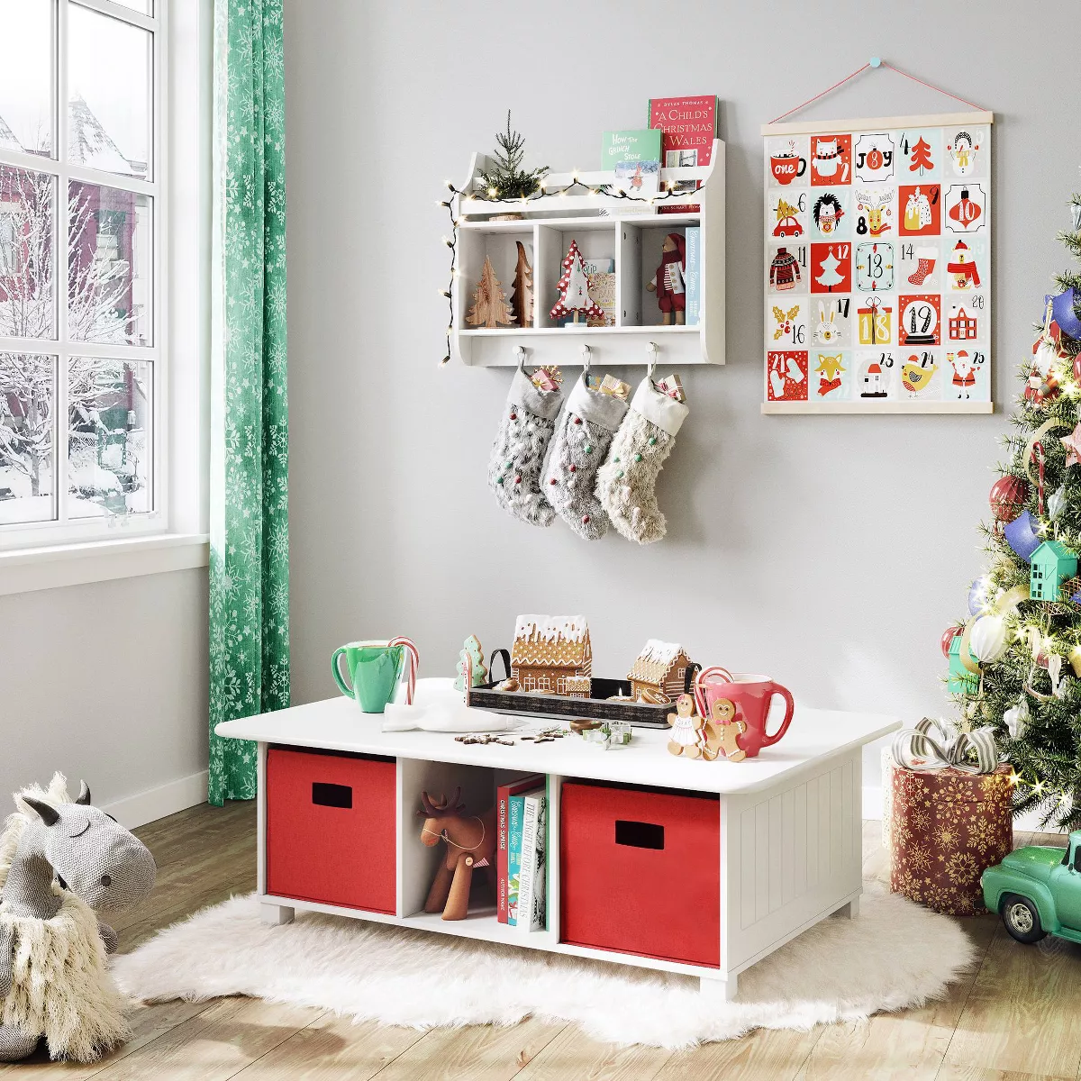 Book Nook Kids' Wall Shelf with Cubbies and Book Rack - RiverRidge