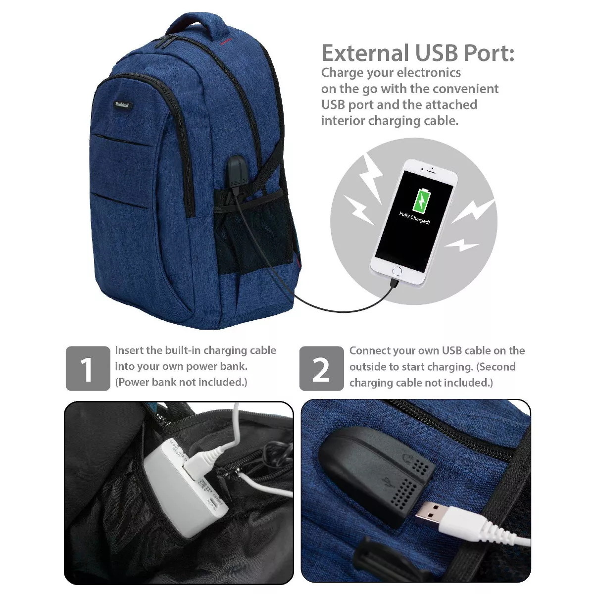 Rockland 19'' Business Pro USB Laptop Backpack - Blue