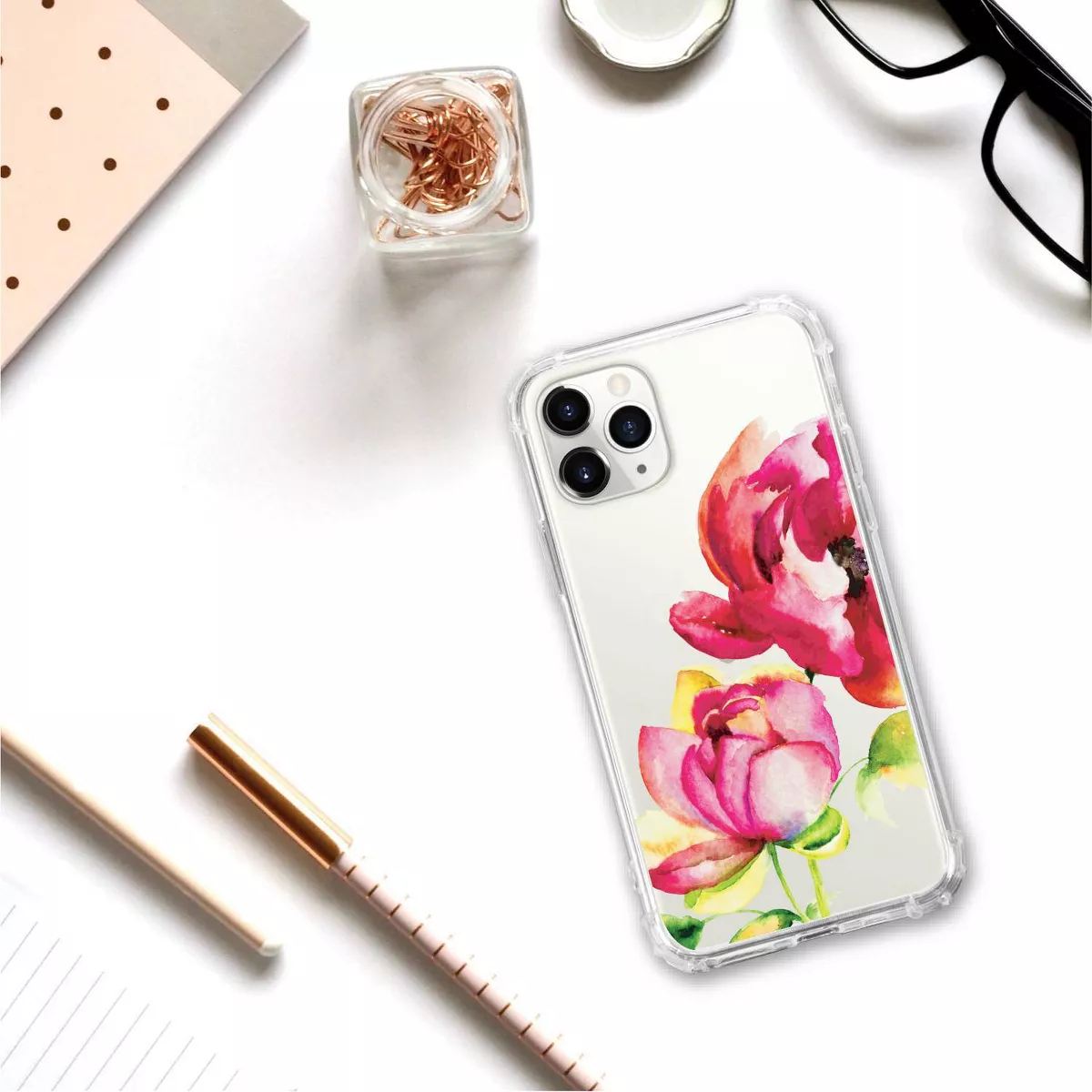 OTM Essentials Apple iPhone 11 Pro Clear Case - Brilliant Bloom Red