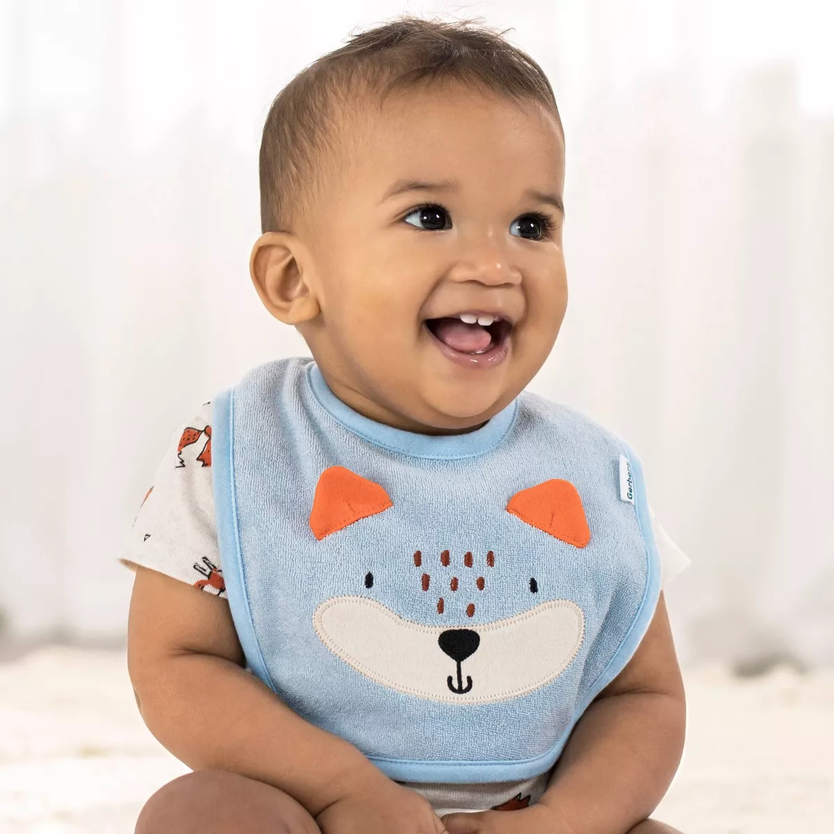 Gerber Baby Boys' 4pk Fox Bib - Gray